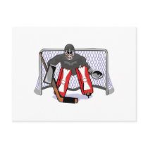 ice hockey goalie realistic vector illustration post card