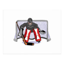 ice hockey goalie realistic vector illustration post card