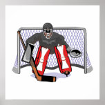 ice hockey goalie realistic vector illustration print