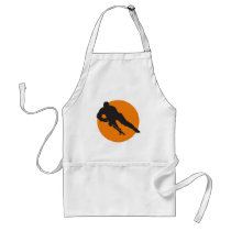 ice hockey silhouette orange circle design aprons