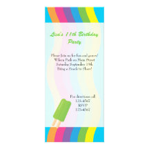 Ice Pops and Rainbows Personalized Invitations