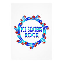 Ice Skaters Rock Red Stars Custom Invitations