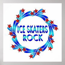 Ice Skaters Rock Red Stars Poster