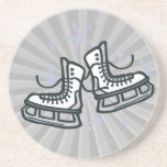 ice skates and snowflakes graphic drink coasters