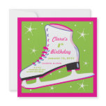 Ice Skating Birthday Invitation Pink & Green