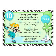 Ice Skating Birthday Invitation zebra print