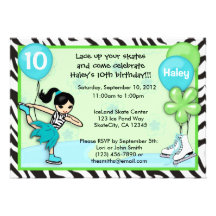 Ice Skating Birthday Invitation zebra print