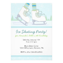 Ice Skating Birthday Party Invitations