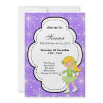 Ice Skating Birthday (Purple) Personalized Announcement