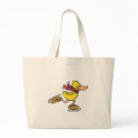 ice skating duck tote bag