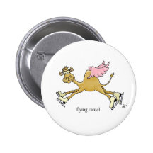 Ice Skating Flying Camel Pinback Button