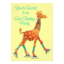 Ice Skating Giraffe Personalized Invite