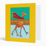 Ice Skating Giraffe with Scarf at the Rink Vinyl Binder