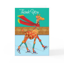 Ice Skating Giraffe with Scarf at the Rink Thanks