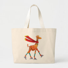 Ice Skating Giraffe with Scarf Bag