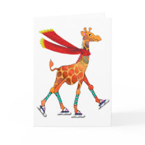 Ice Skating Giraffe with Scarf