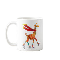 Ice Skating Giraffe with Scarf Mug