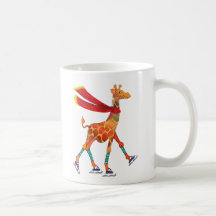 Ice Skating Giraffe with Scarf Mug