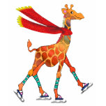 Ice Skating Giraffe with Scarf t-shirts