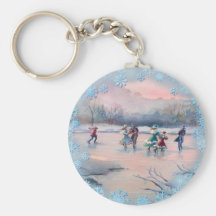 ICE SKATING PARTY by SHARON SHARPE Card Keychains