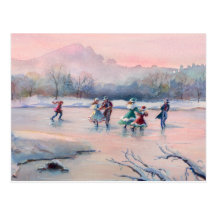 ICE SKATING PARTY by SHARON SHARPE Card Postcards