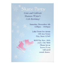 Ice Skating Party Custom Invitations