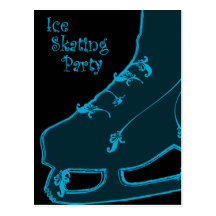 ice skating party paisley invitation post cards