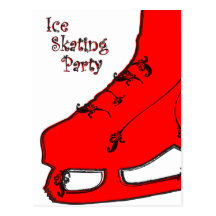 ice skating party paisley invitation postcards