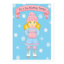 Ice Skating Party Postcard Invitations