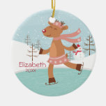 Ice Skating Reindeer Dated Christmas Ornament