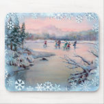 ICE SKATING & SNOWFLAKES by SHARON SHARPE mousepads