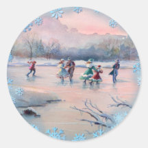 ICE SKATING & SNOWFLAKES by SHARON SHARPE Sticker