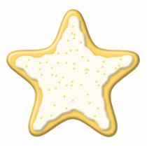 Iced Star Cookie. Yellow and White. Acrylic Cut Outs