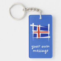 Iceland Brush Flag Acrylic Key Chains