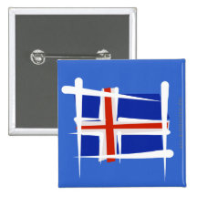 Iceland Brush Flag Button