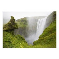 Iceland. Skogarfoss Waterfall plunges over a
