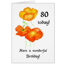 Icelandic Poppies 80th Birthday Card