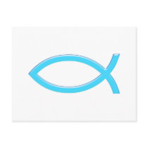 Ichthus - Christian Fish Symbol - Blue Postcard