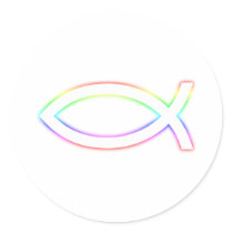 Ichthus - Christian Fish Symbol - Glowing Sticker