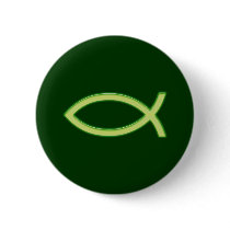 Ichthus - Christian Fish Symbol - Light Green Buttons