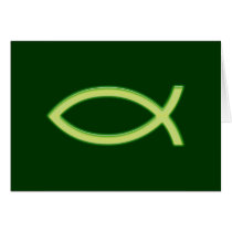 Ichthus - Christian Fish Symbol - Light Green Greeting Card