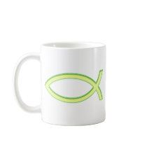 Ichthus - Christian Fish Symbol - Light Green Mugs