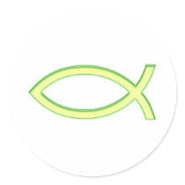 Ichthus - Christian Fish Symbol - Light Green Stickers