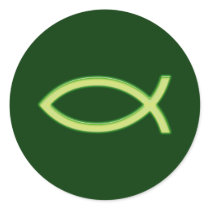 Ichthus - Christian Fish Symbol - Light Green Sticker