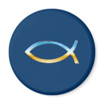 Ichthus - Christian Fish Symbol  Sky & Ground Fridge Magnets