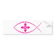 Ichthus Pink Christian Fish Bumper Stickers