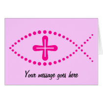 Ichthus Pink Christian Fish Greeting Cards