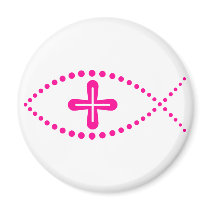 Ichthus Pink Christian Fish Fridge Magnet