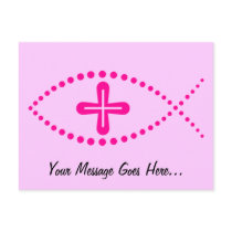 Ichthus Pink Christian Fish Post Cards