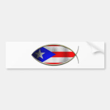 Ichthus - Puerto Rican Flag Bumper Stickers